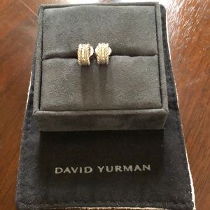 David Yurman Cable SS Earrings w/Pave Diamonds.